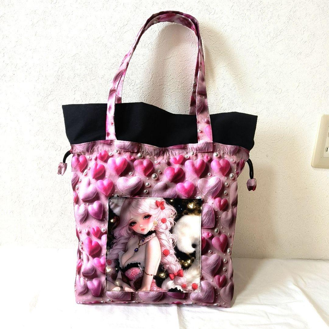 La luna様】ハンドメイドオーダー★女の子★大容量バッグ&巾着袋　3点