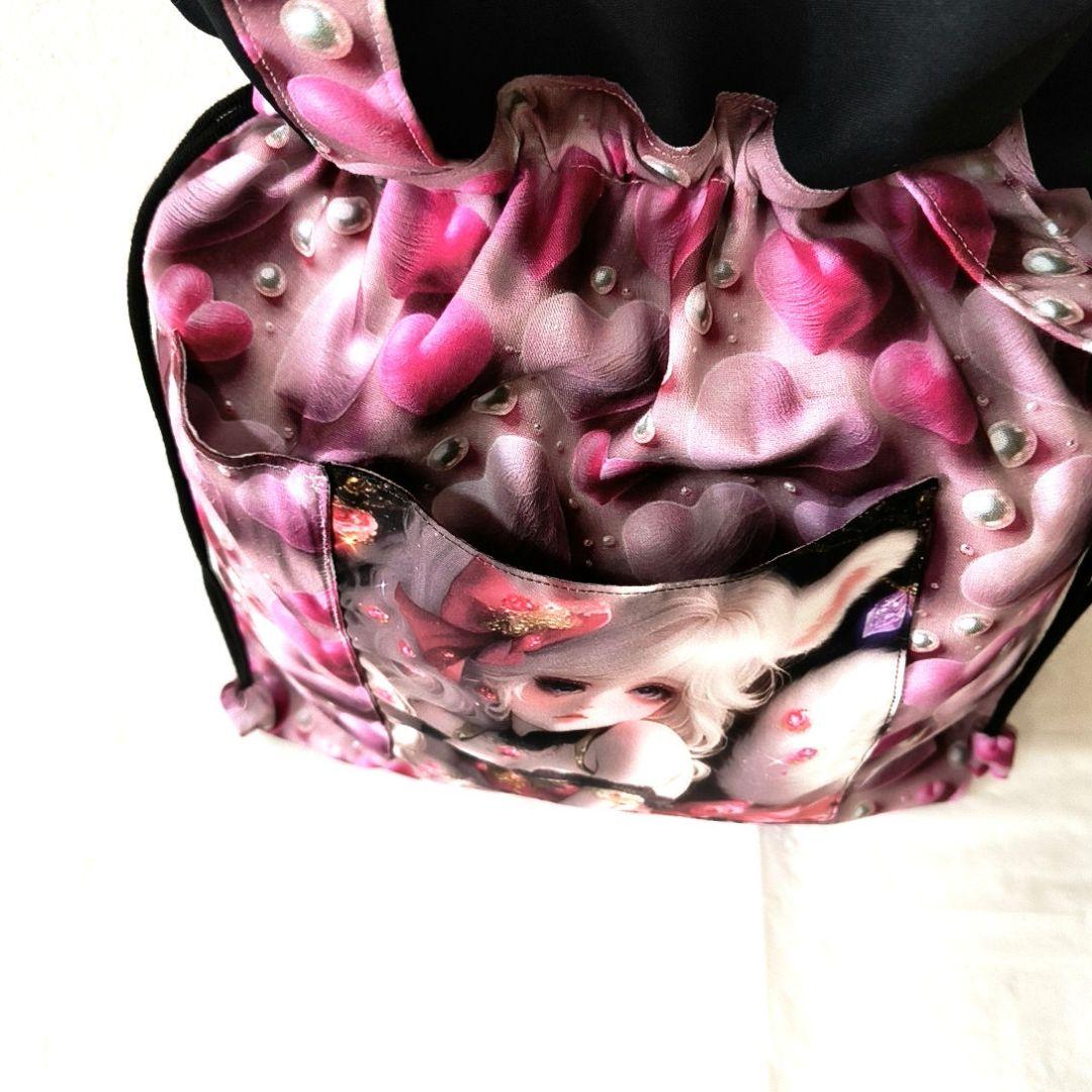 La luna様】ハンドメイドオーダー★女の子★大容量バッグ&巾着袋　3点