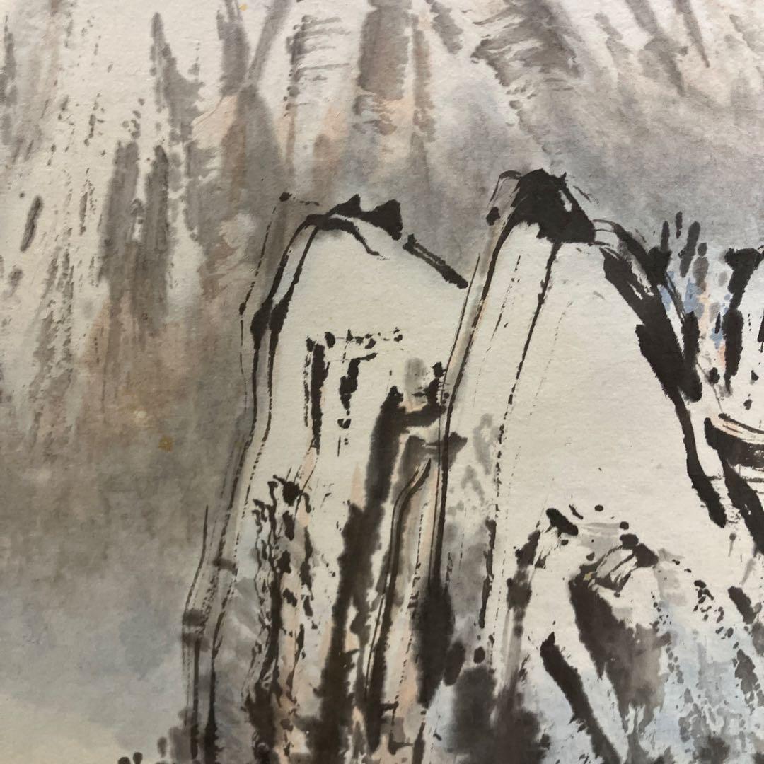 【真作】掛軸 山水図 雪景 嘉陵江畔 復訓 銘 落款あり 山水画 掛軸 掛け軸