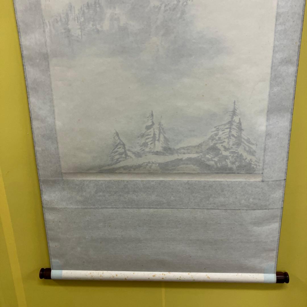 【真作】掛軸 山水図 雪景 嘉陵江畔 復訓 銘 落款あり 山水画 掛軸 掛け軸