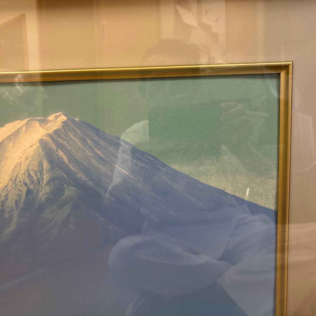 リトグラフ　「黎明富士」清水　規　筆