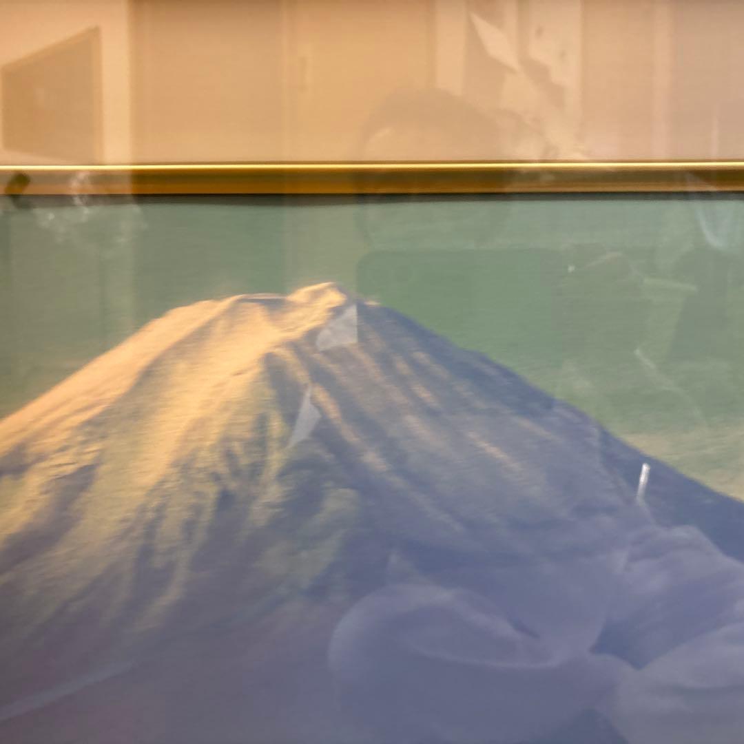 リトグラフ　「黎明富士」清水　規　筆