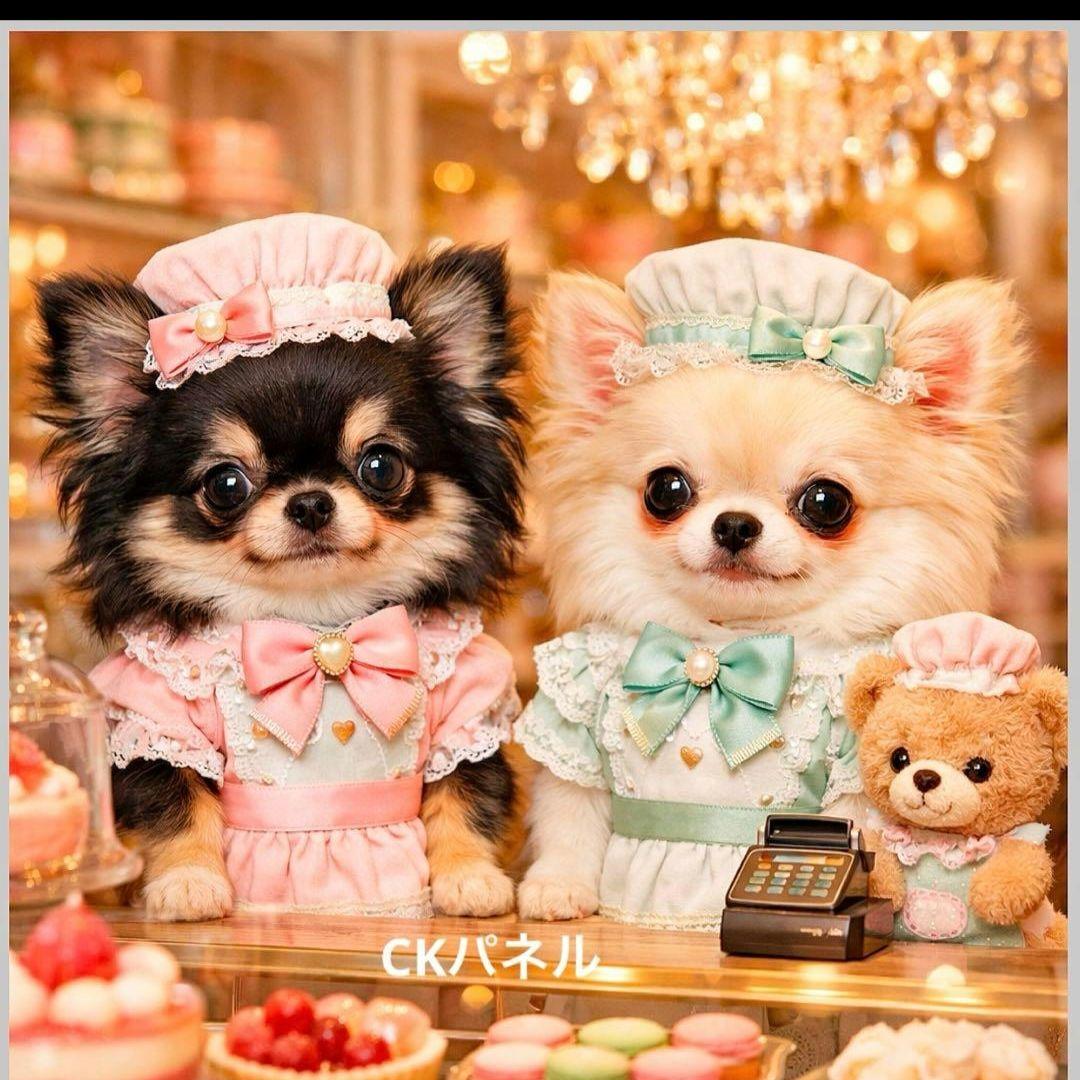 激レアパグ、柴犬、ポメラニアン、トイプー、チワワパネル生地　ハンドメイド