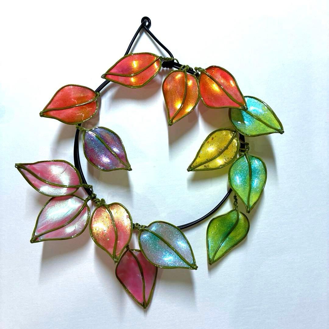 happy flowerミニリース7点セット　ディップアート　ワイヤークラフト