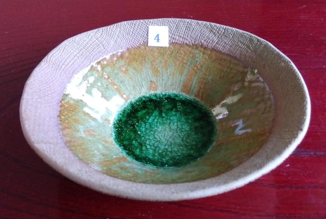 越前焼名工　桝田屋光生　 自然灰釉窯変のビードロ模様美が迸る向付け小鉢　5点セト