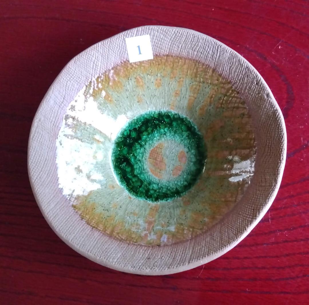 越前焼名工　桝田屋光生　 自然灰釉窯変のビードロ模様美が迸る向付け小鉢　5点セト