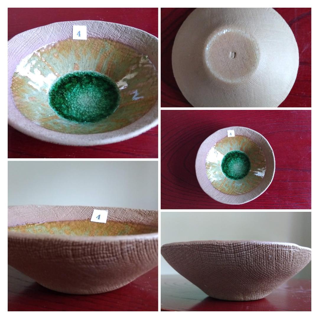 越前焼名工　桝田屋光生　 自然灰釉窯変のビードロ模様美が迸る向付け小鉢　5点セト