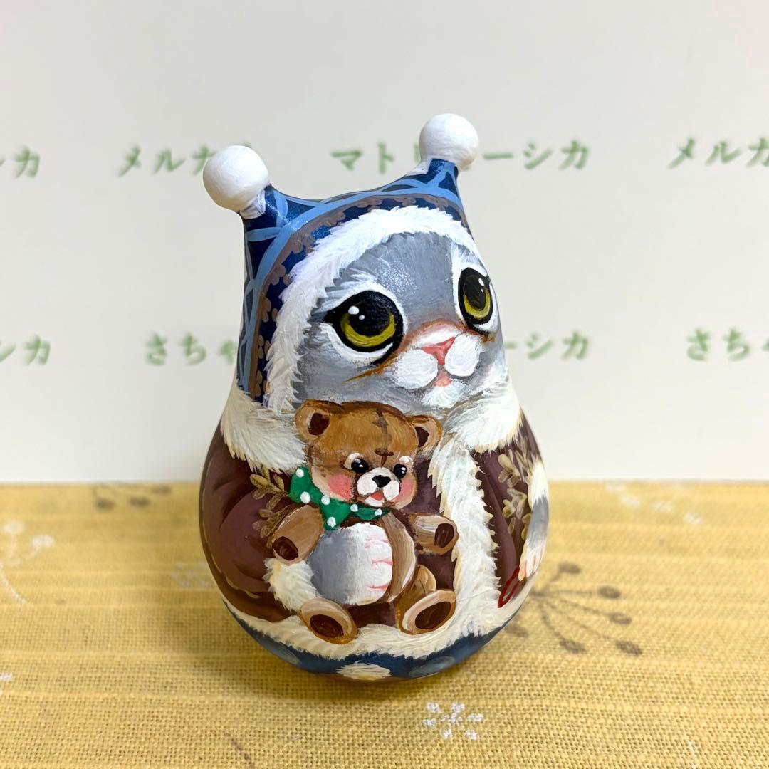猫　おきあがりこぼし　マトリョーシカ　テディベア　手作り