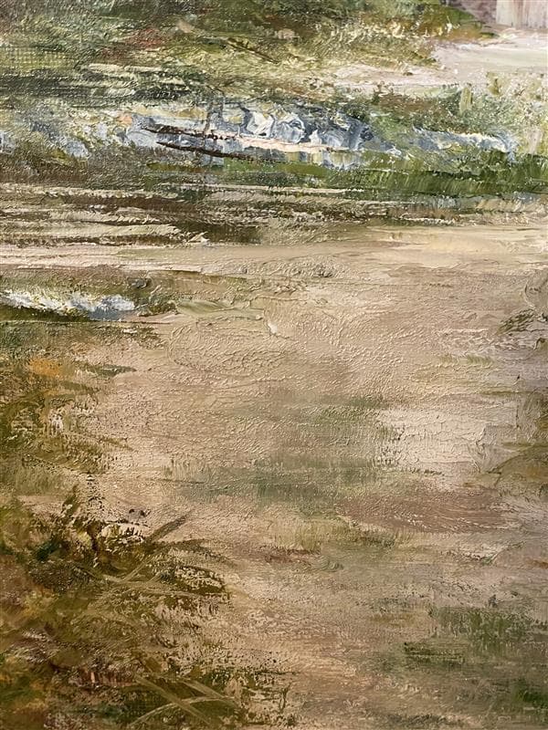 「真作」木下龍之介『里の農家』風景画　油彩画　額装　サイン有り　F8号