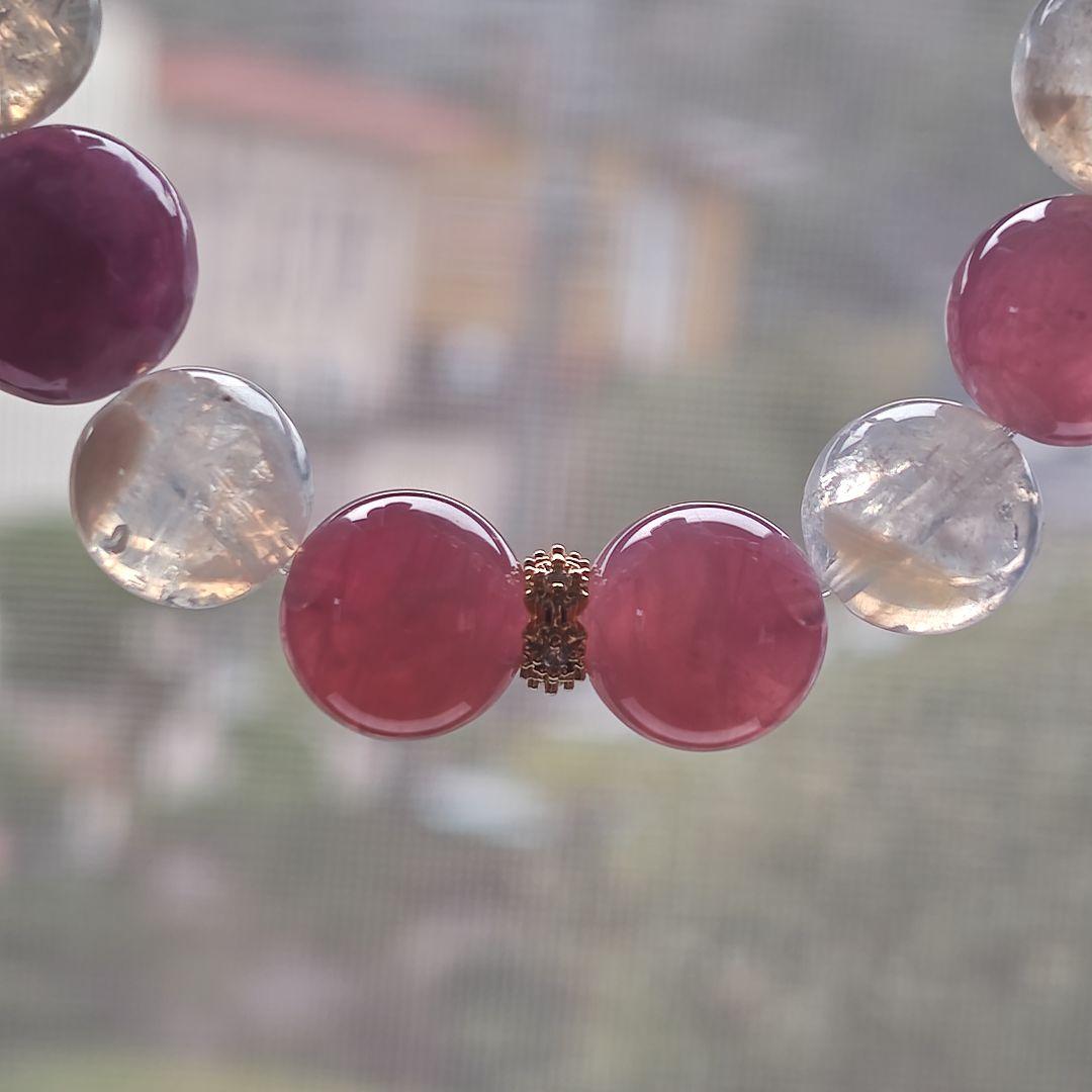 新作　ピンクユニコーン×セリサイトインクオーツ×ピンクパープルディープローズクオ