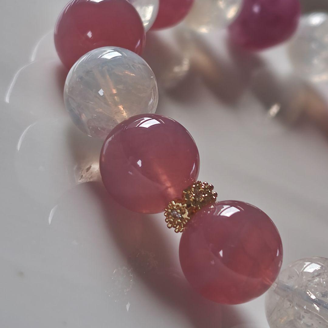 新作　ピンクユニコーン×セリサイトインクオーツ×ピンクパープルディープローズクオ