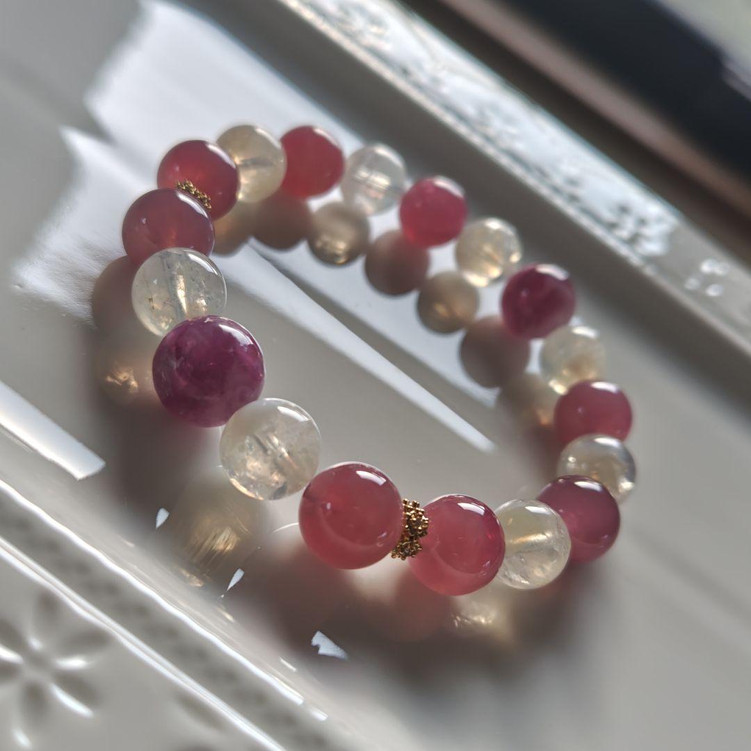 新作　ピンクユニコーン×セリサイトインクオーツ×ピンクパープルディープローズクオ