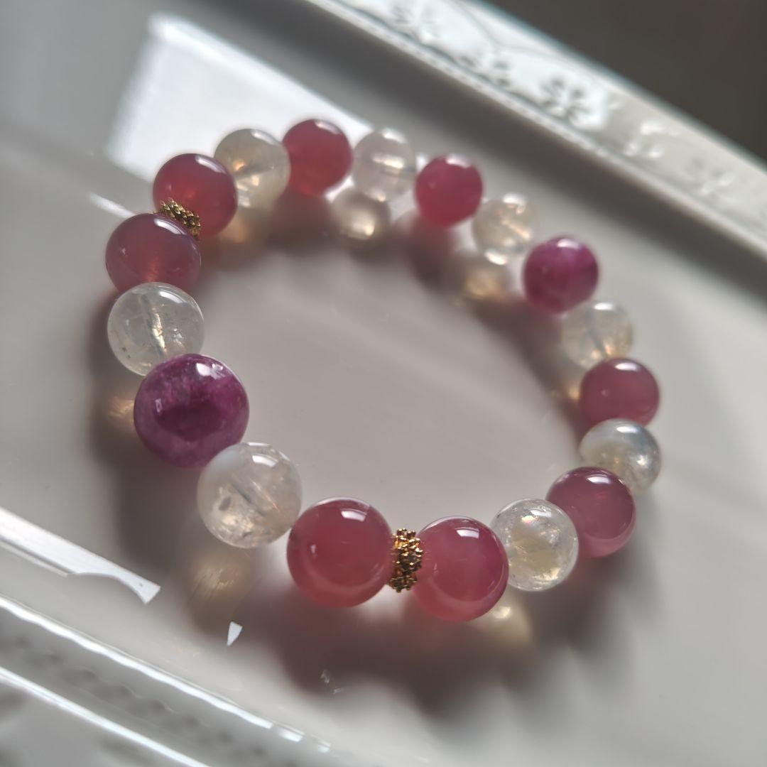 新作　ピンクユニコーン×セリサイトインクオーツ×ピンクパープルディープローズクオ