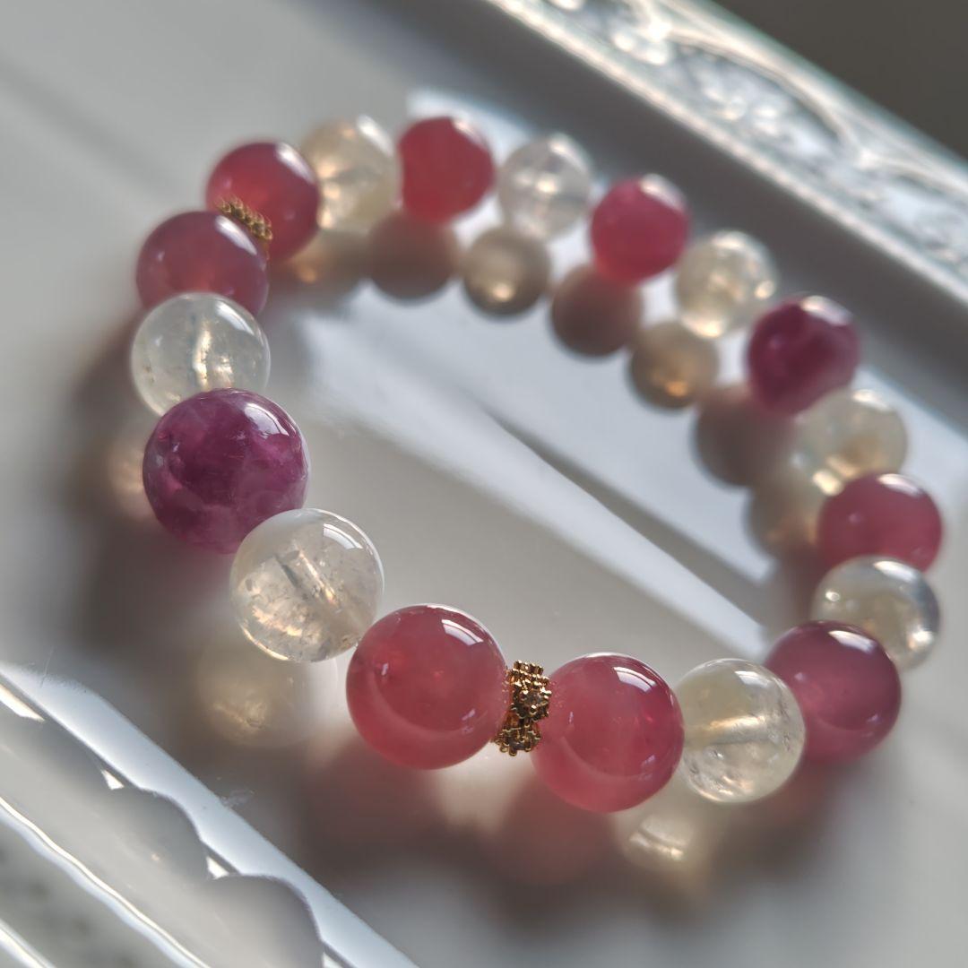 新作　ピンクユニコーン×セリサイトインクオーツ×ピンクパープルディープローズクオ