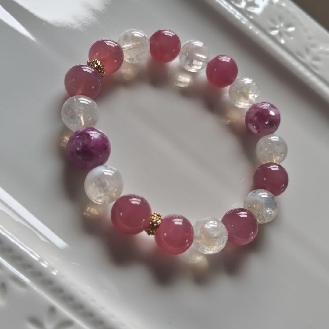 新作　ピンクユニコーン×セリサイトインクオーツ×ピンクパープルディープローズクオ