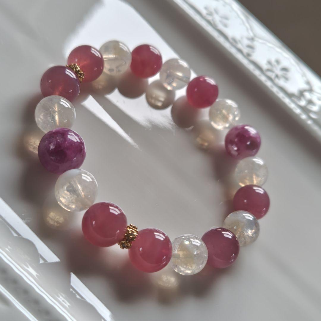 新作　ピンクユニコーン×セリサイトインクオーツ×ピンクパープルディープローズクオ