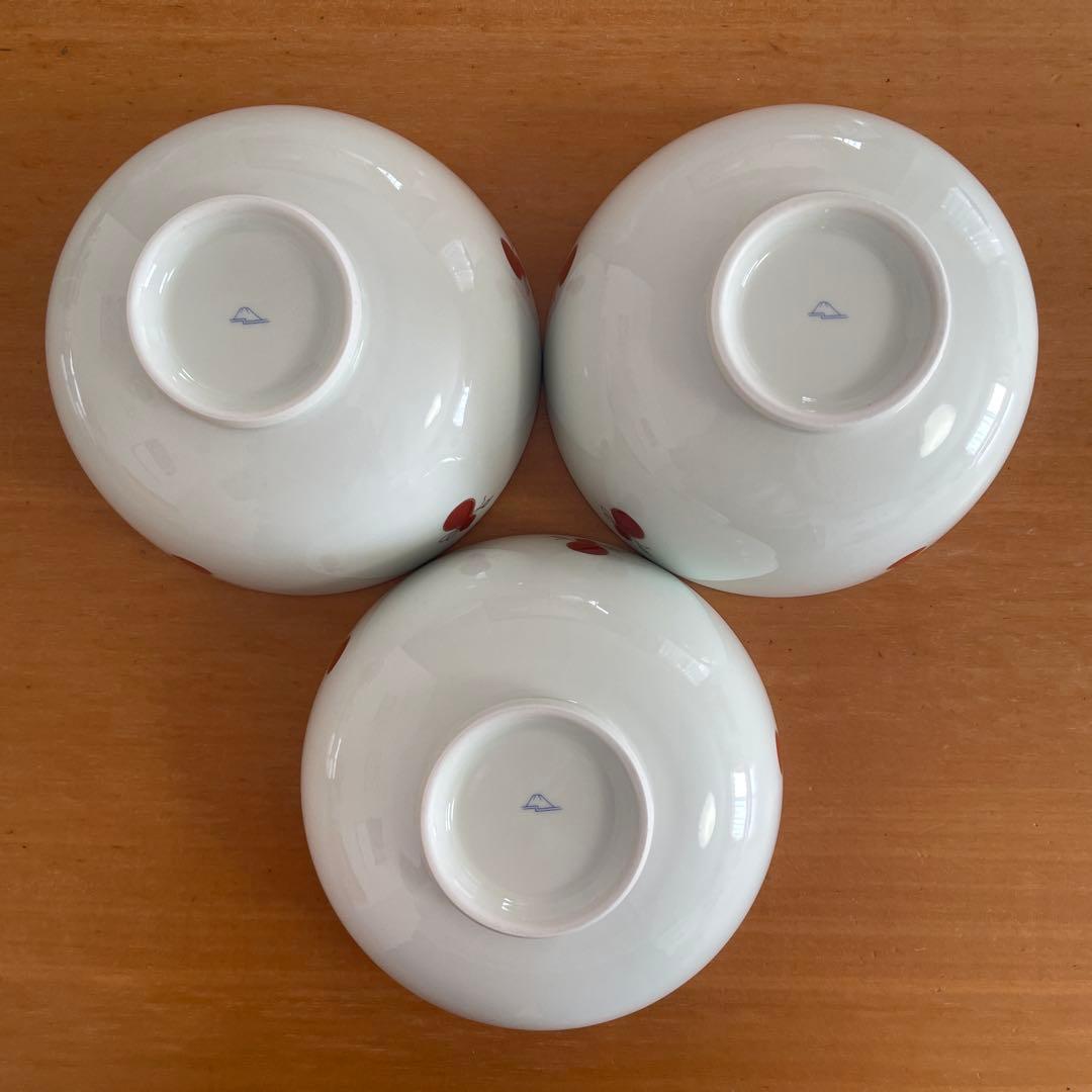 【美品】深川製磁　丼 どんぶり　3個セット　赤絵　金彩　オールド深川