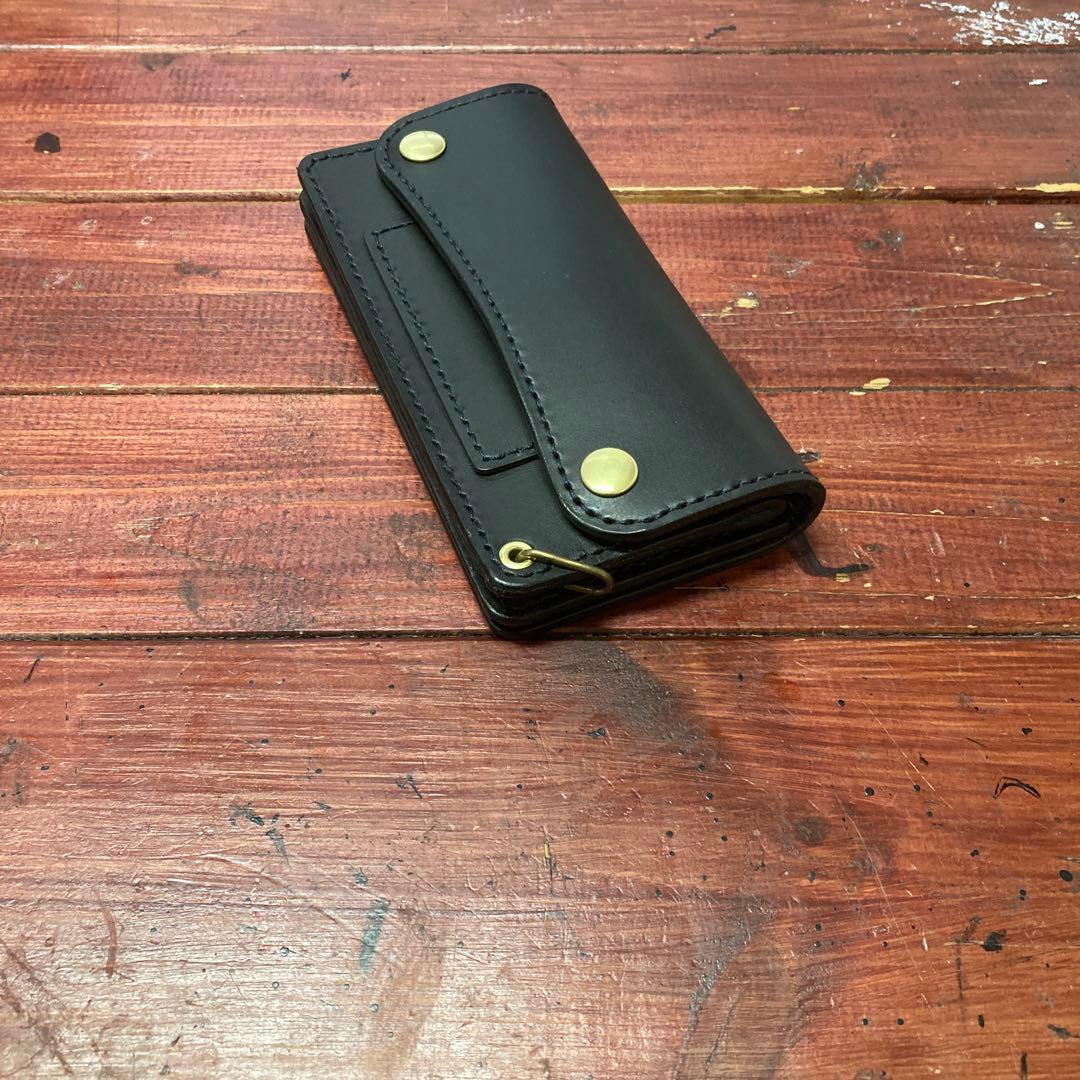 トラッカーウォレット黒ヌメマット