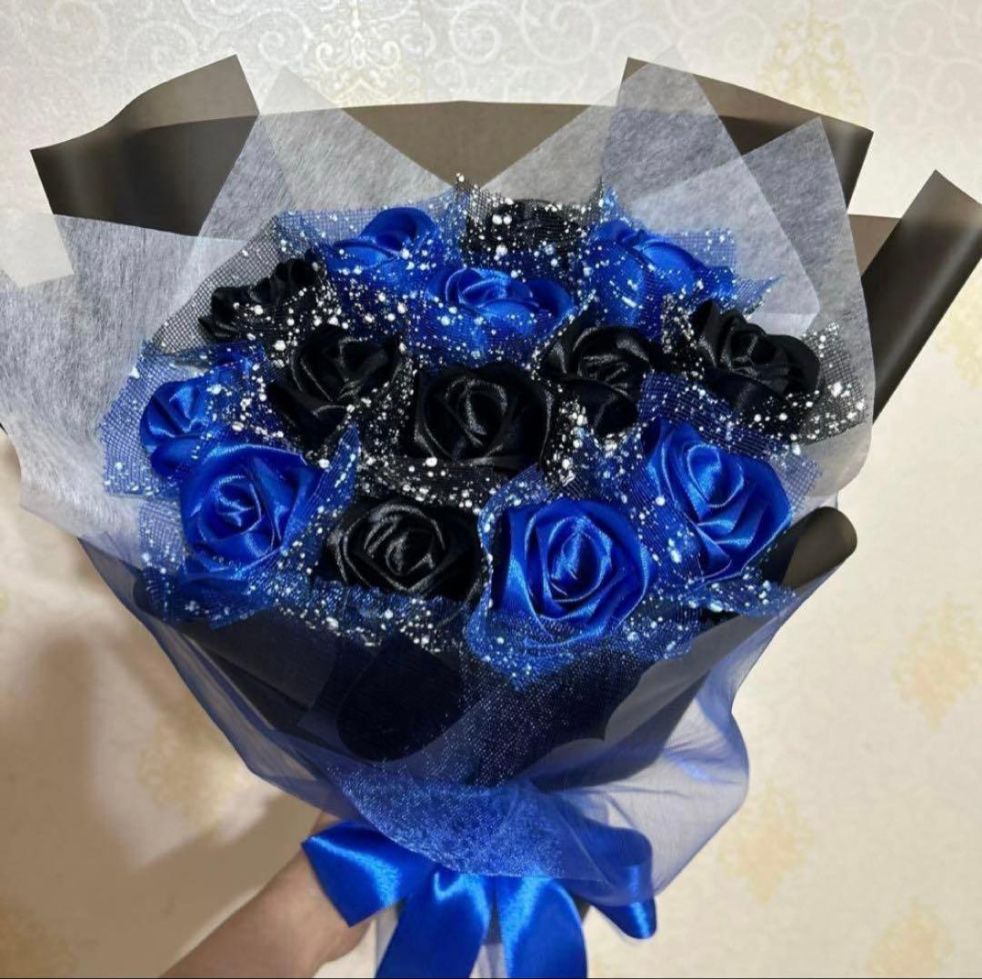 14本青黒バラブーケ　プレゼント お祝い 枯れない花 永生薔薇　特別な人へ