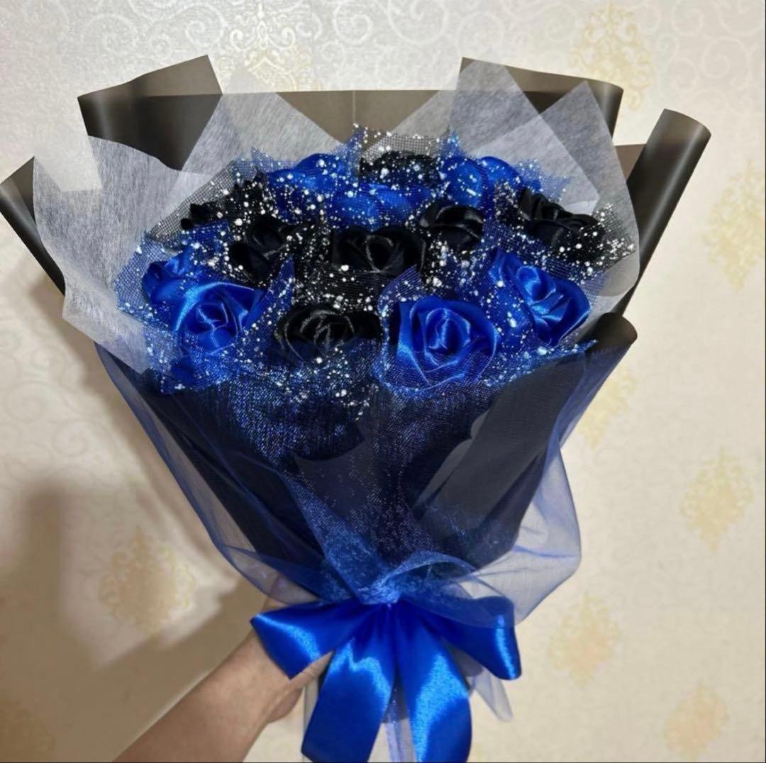 14本青黒バラブーケ　プレゼント お祝い 枯れない花 永生薔薇　特別な人へ