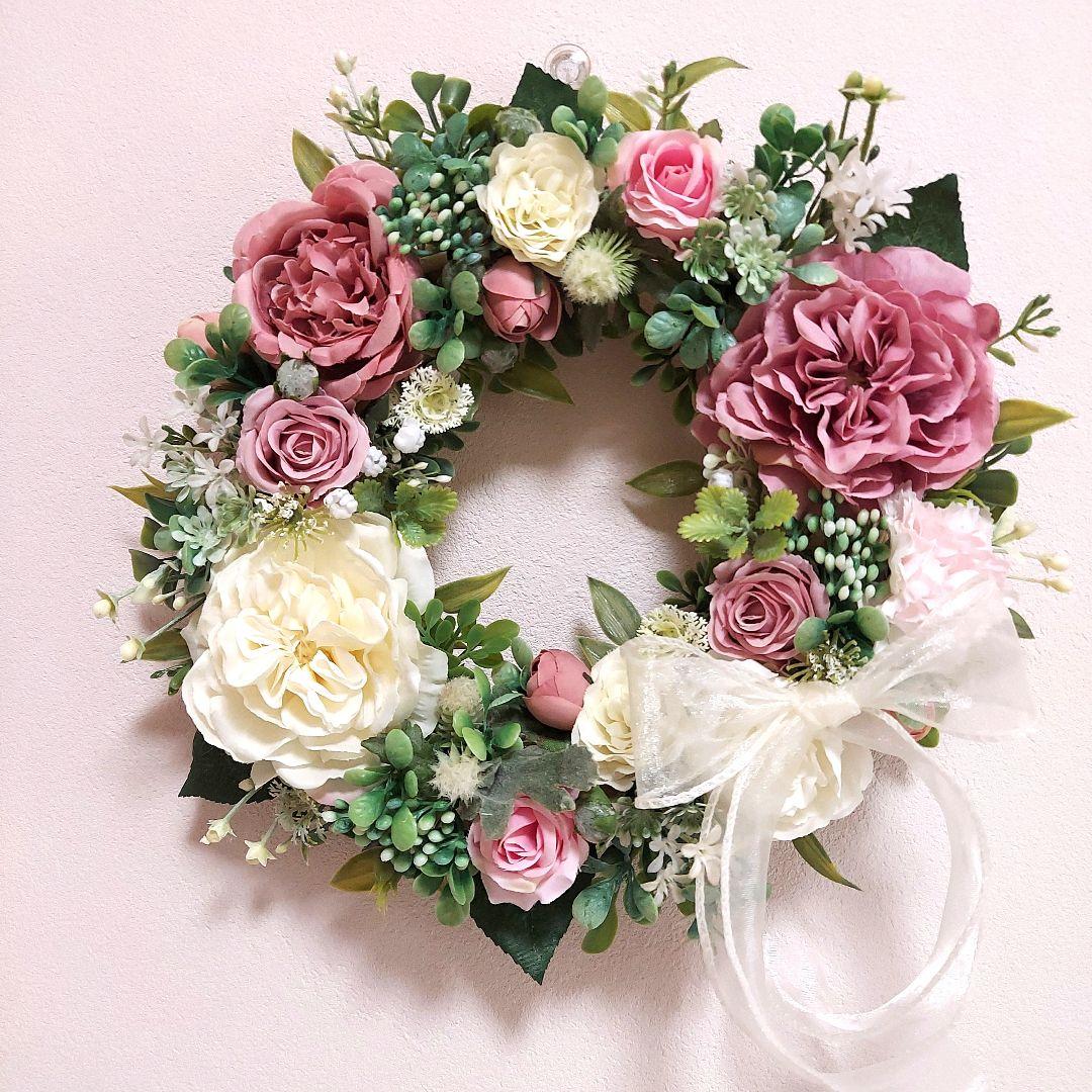 【専用】フラワーリース 花見月11 咲き誇る花たち 玄関リース 造花