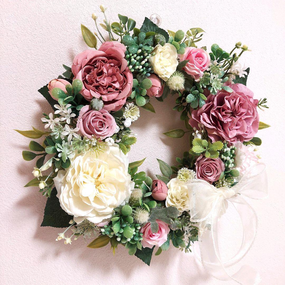 【専用】フラワーリース 花見月11 咲き誇る花たち 玄関リース 造花