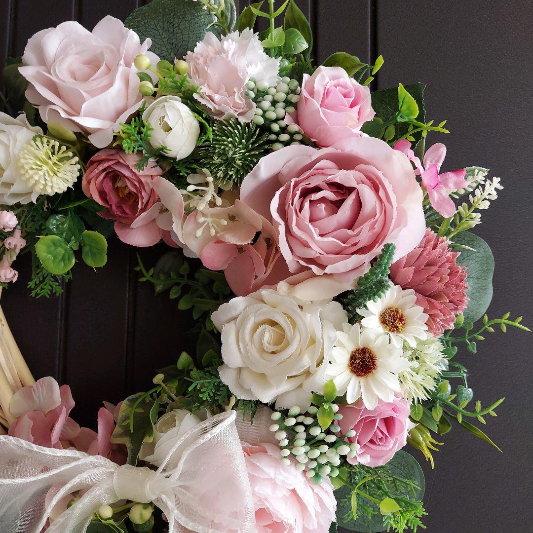 【専用】フラワーリース 花見月11 咲き誇る花たち 玄関リース 造花
