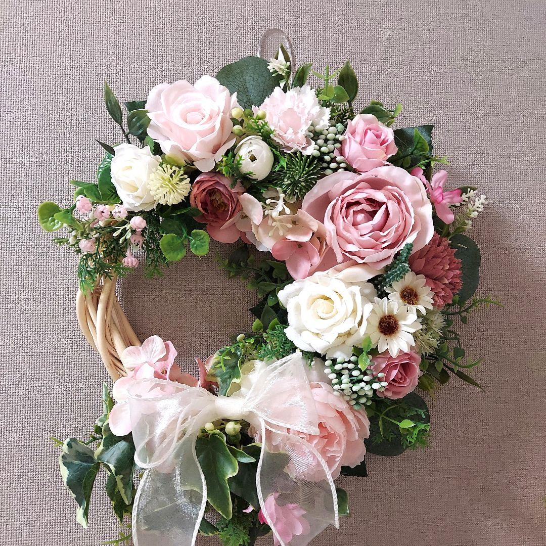 【専用】フラワーリース 花見月11 咲き誇る花たち 玄関リース 造花