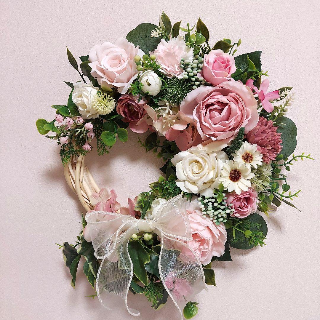 【専用】フラワーリース 花見月11 咲き誇る花たち 玄関リース 造花