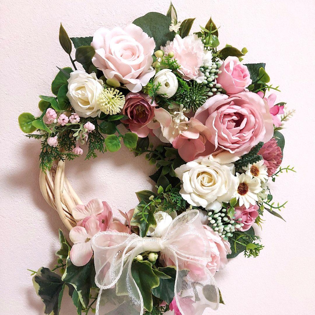 【専用】フラワーリース 花見月11 咲き誇る花たち 玄関リース 造花