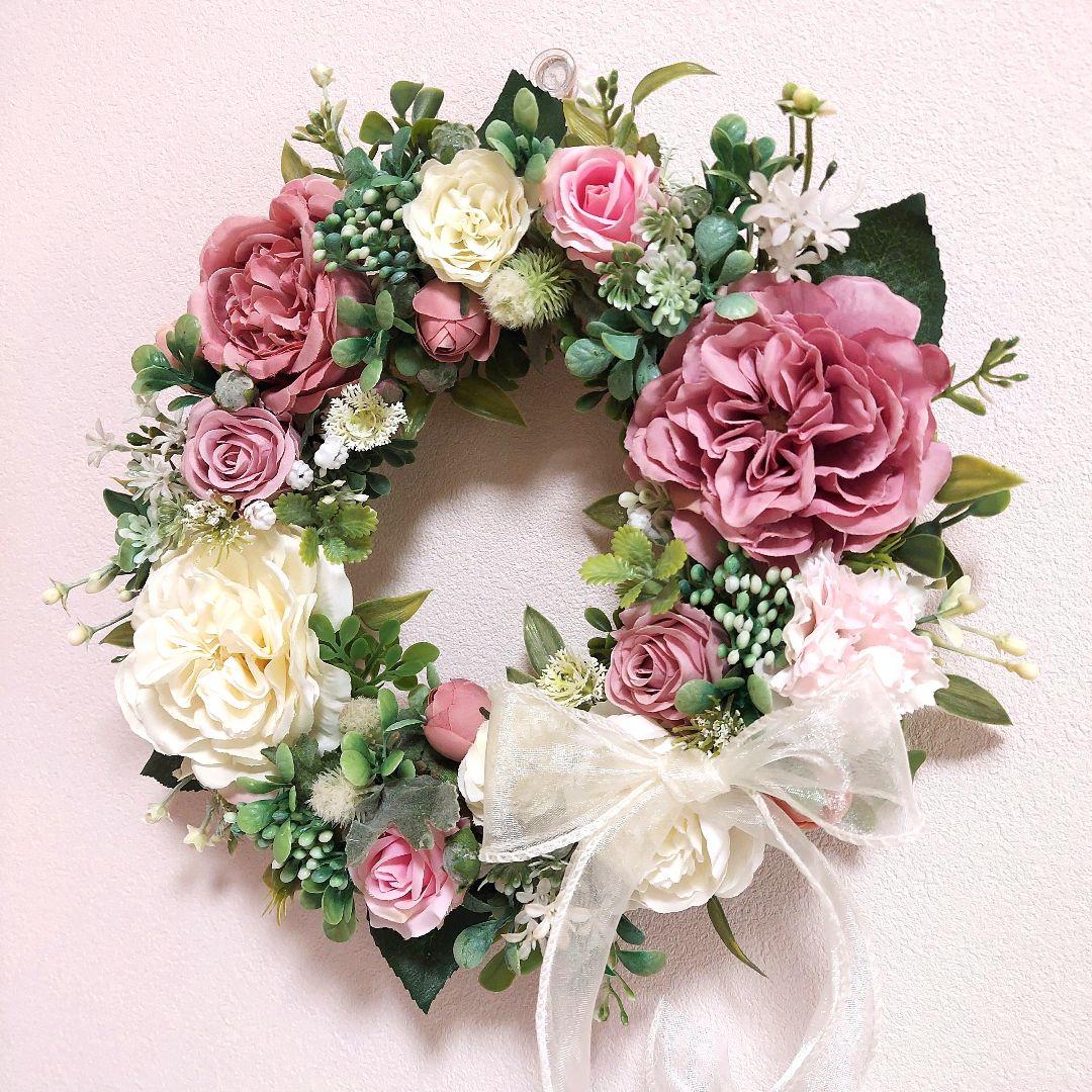 【専用】フラワーリース 花見月11 咲き誇る花たち 玄関リース 造花