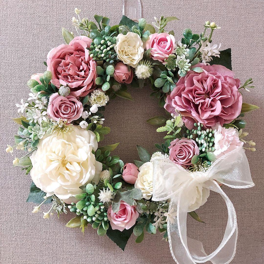 【専用】フラワーリース 花見月11 咲き誇る花たち 玄関リース 造花