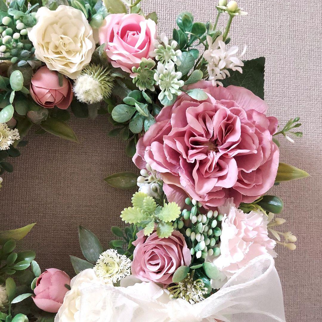 【専用】フラワーリース 花見月11 咲き誇る花たち 玄関リース 造花