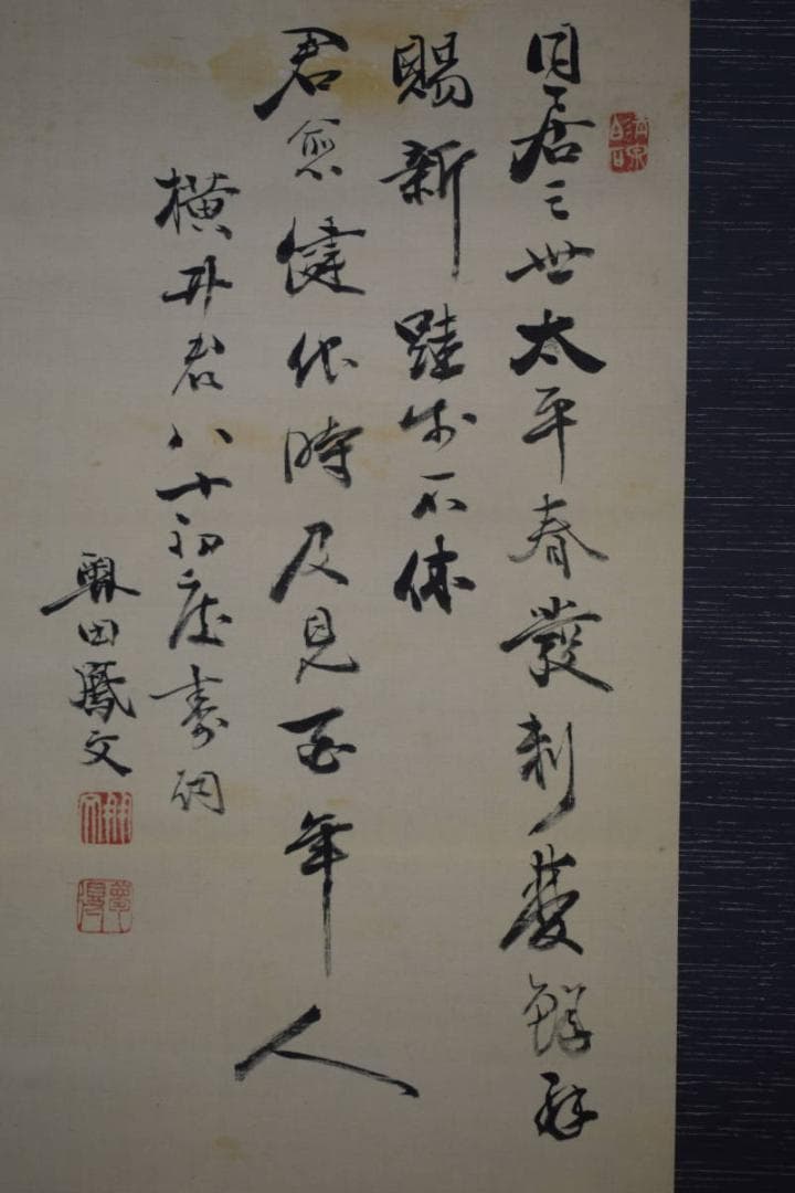 真作/正武（画）/奥田鳳文（賛）/宝珠画賛/為書きあり/布袋屋掛軸HF-332