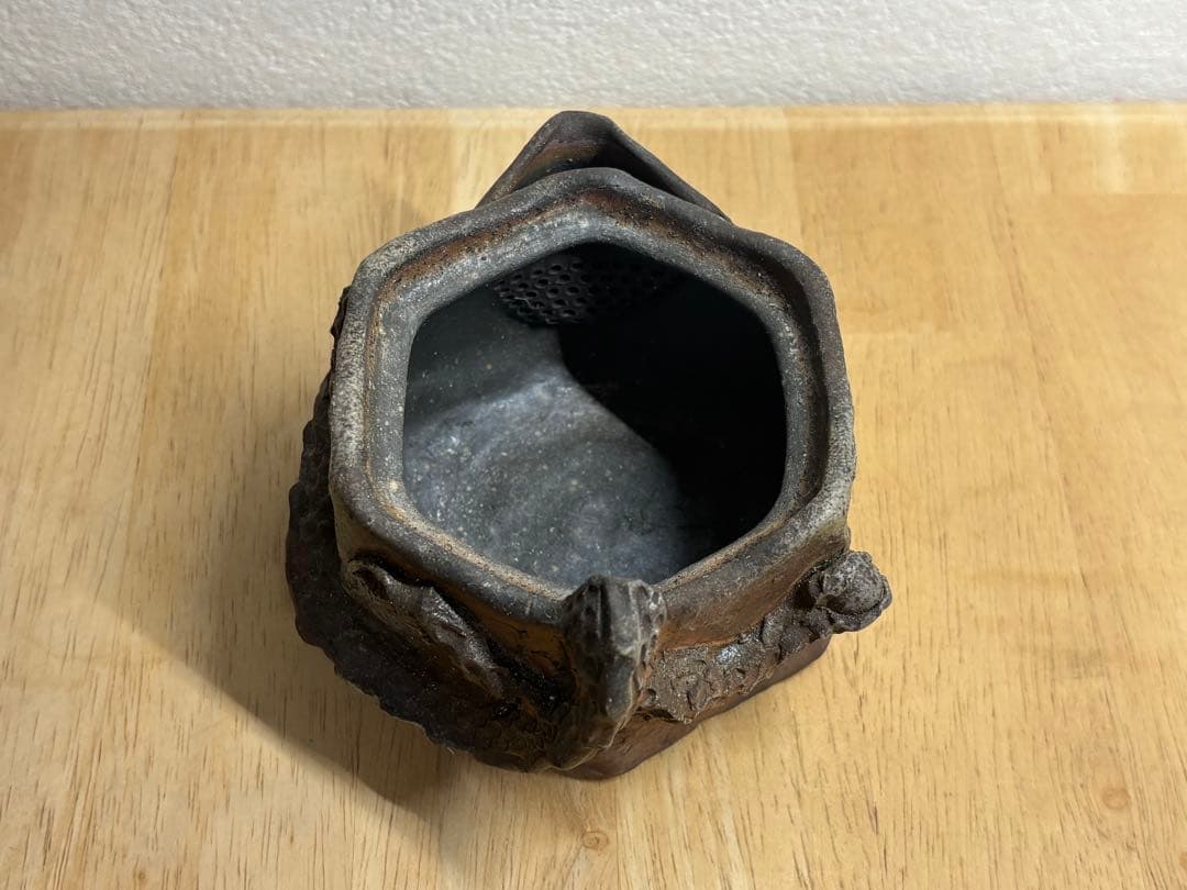 121.備前焼 宝瓶 登り窯 龍 りゅう 六角 手びねり 急須