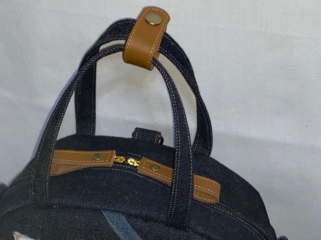 お値下げ☆岡山デニム☆トラ猫☆ステンシル☆Sサイズ4wayボストンバッグ