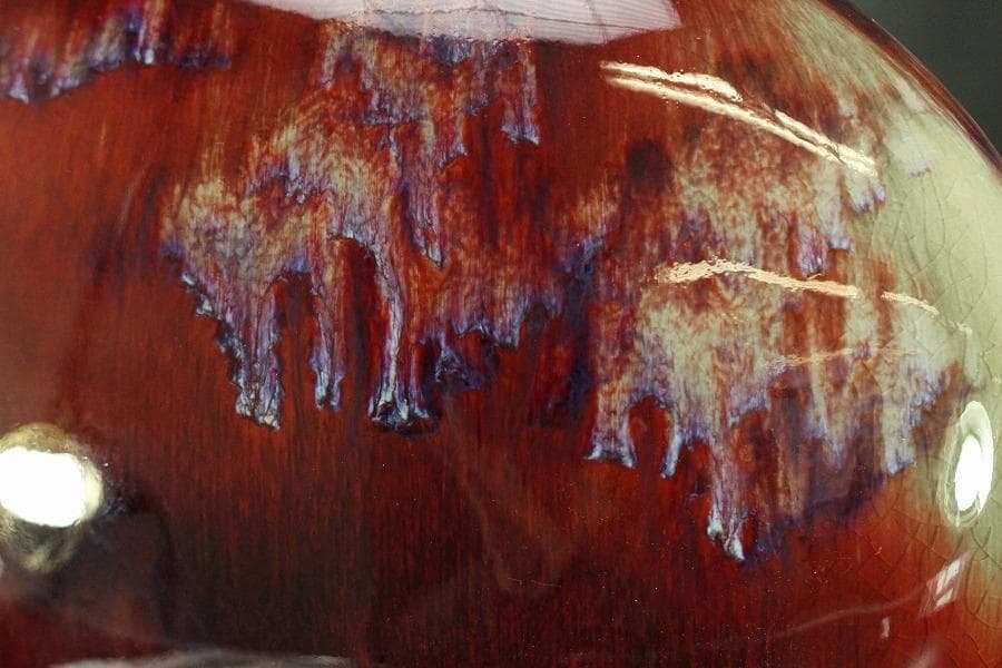 中国美術 古い 陶器 紅釉 置物(LC748)