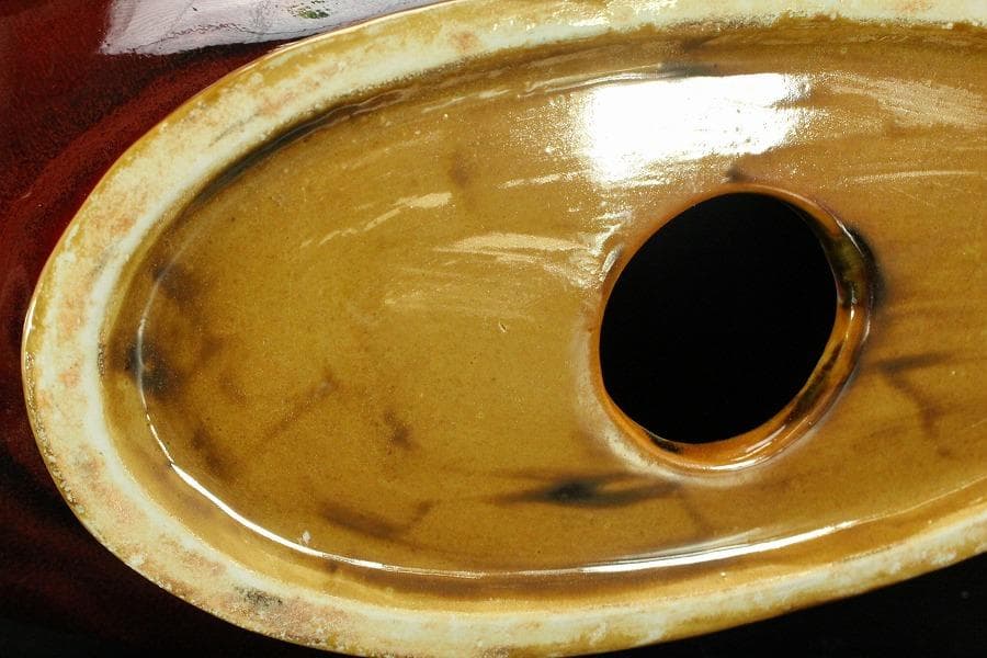 中国美術 古い 陶器 紅釉 置物(LC748)