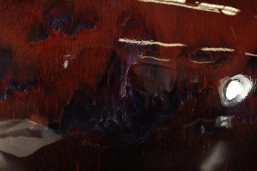 中国美術 古い 陶器 紅釉 置物(LC748)