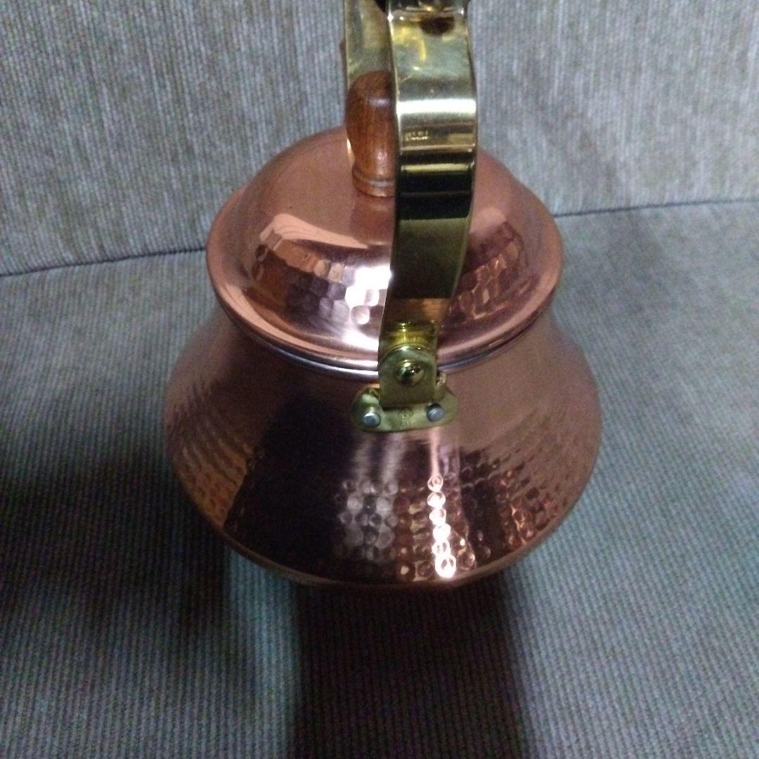 島本製作所　銅製やかん　ケトル　木製ハンドル付き