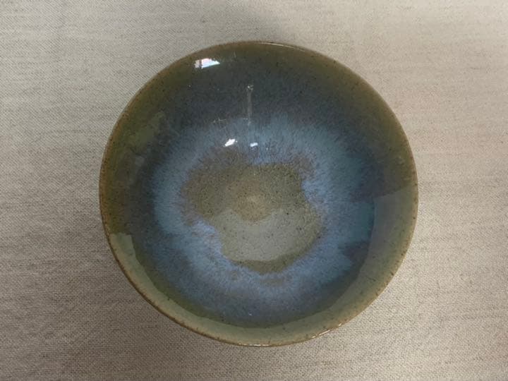 抹茶碗　平茶碗　青釉　貫入あり　茶道具