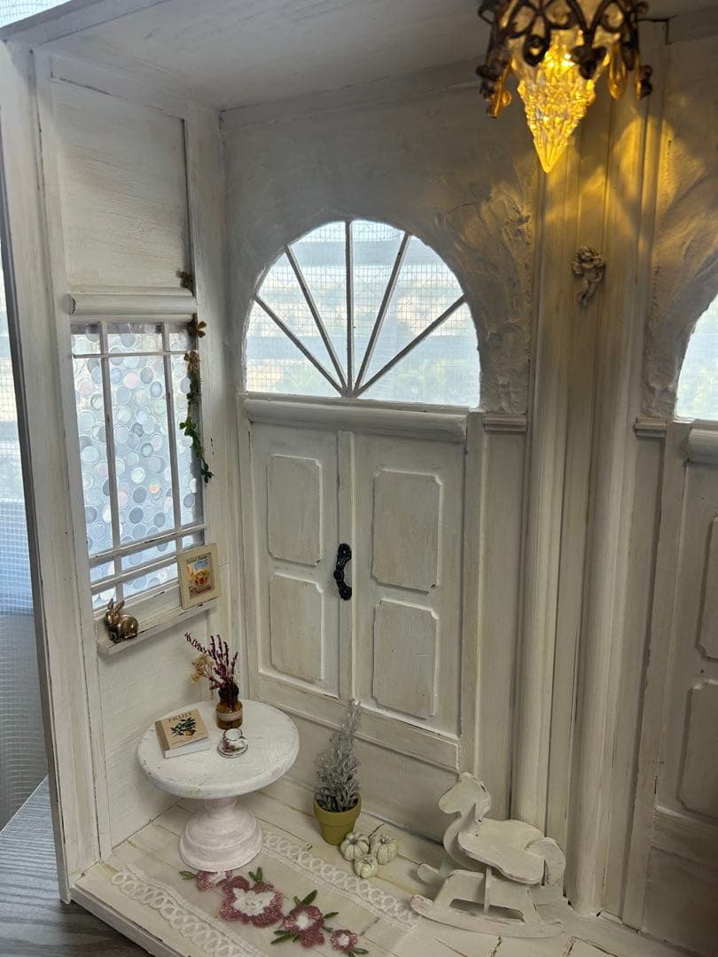 木製ドールハウス・背景ボード・ミニチュアハウス・ハンドメイド・1/6