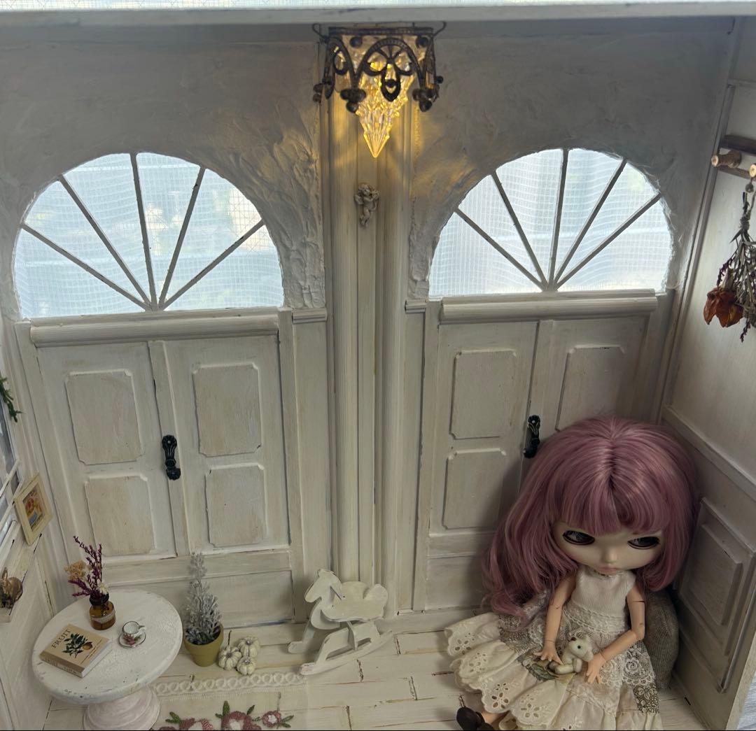 木製ドールハウス・背景ボード・ミニチュアハウス・ハンドメイド・1/6