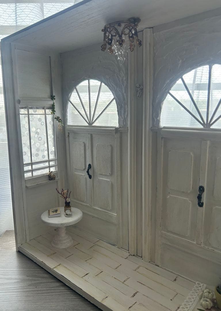 木製ドールハウス・背景ボード・ミニチュアハウス・ハンドメイド・1/6