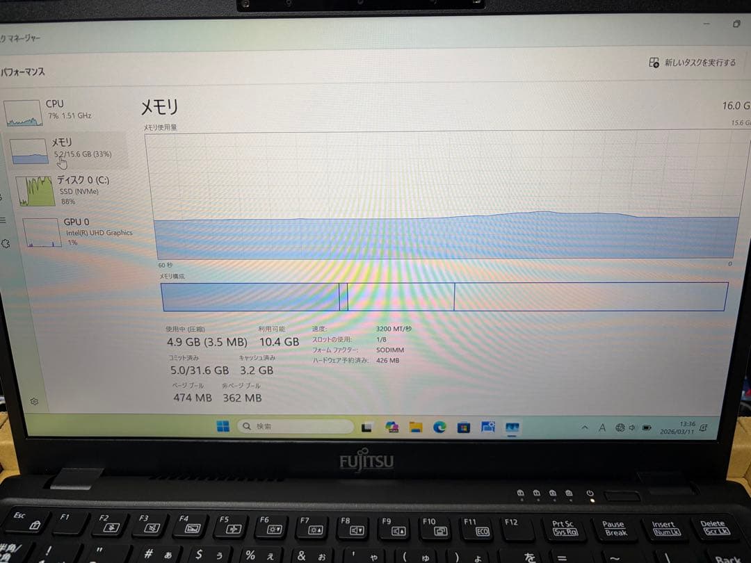 【極美品】富士通 LIFEBOOK U6313N第12世代i516GB256GB