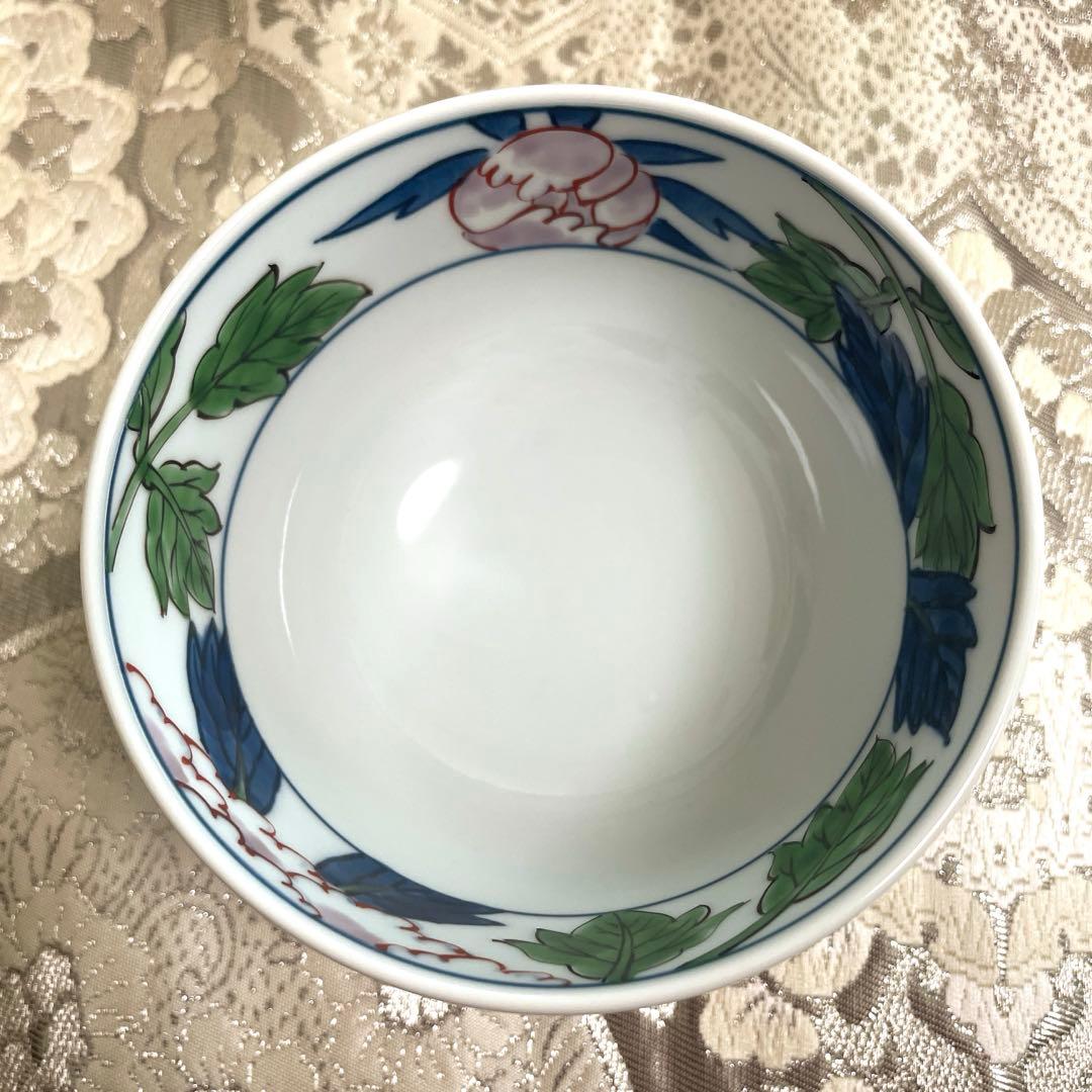 源右衛門窯　染錦紫牡丹絵　飯碗