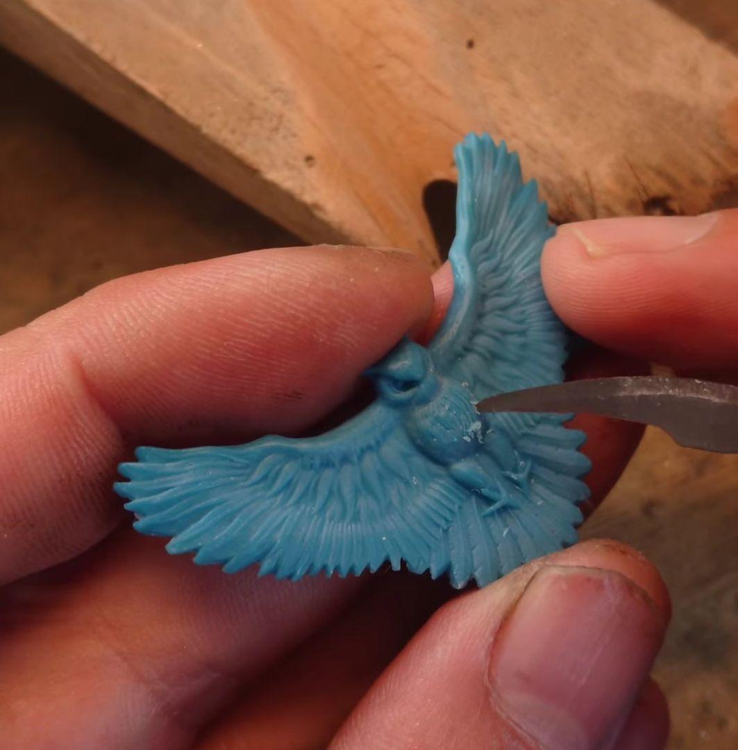 フクロウ　ペンダントトップ　ネックレス　手彫り　シルバー925、ｋ18　梟