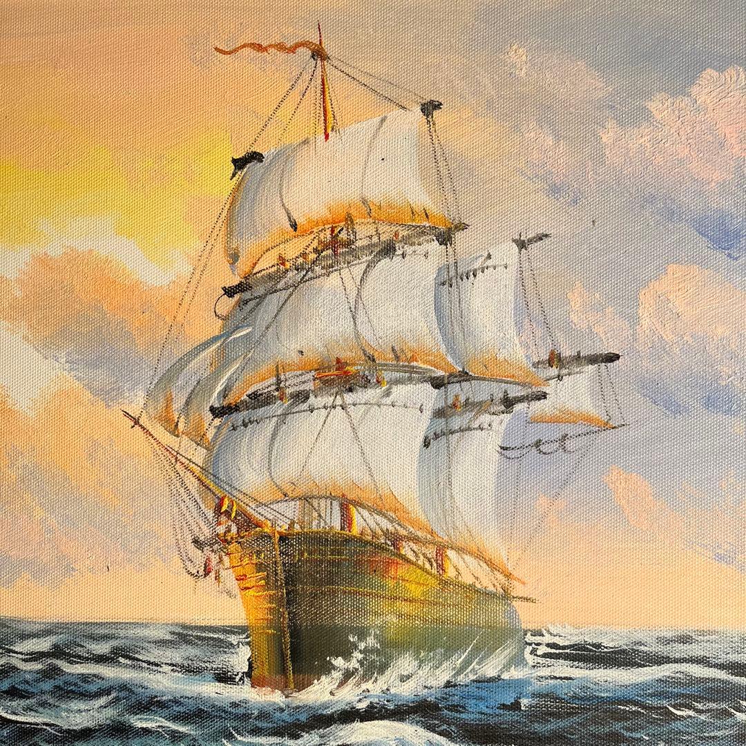 手書き油絵 ブルーウォーター 額付 絵画 インテリア 油彩画