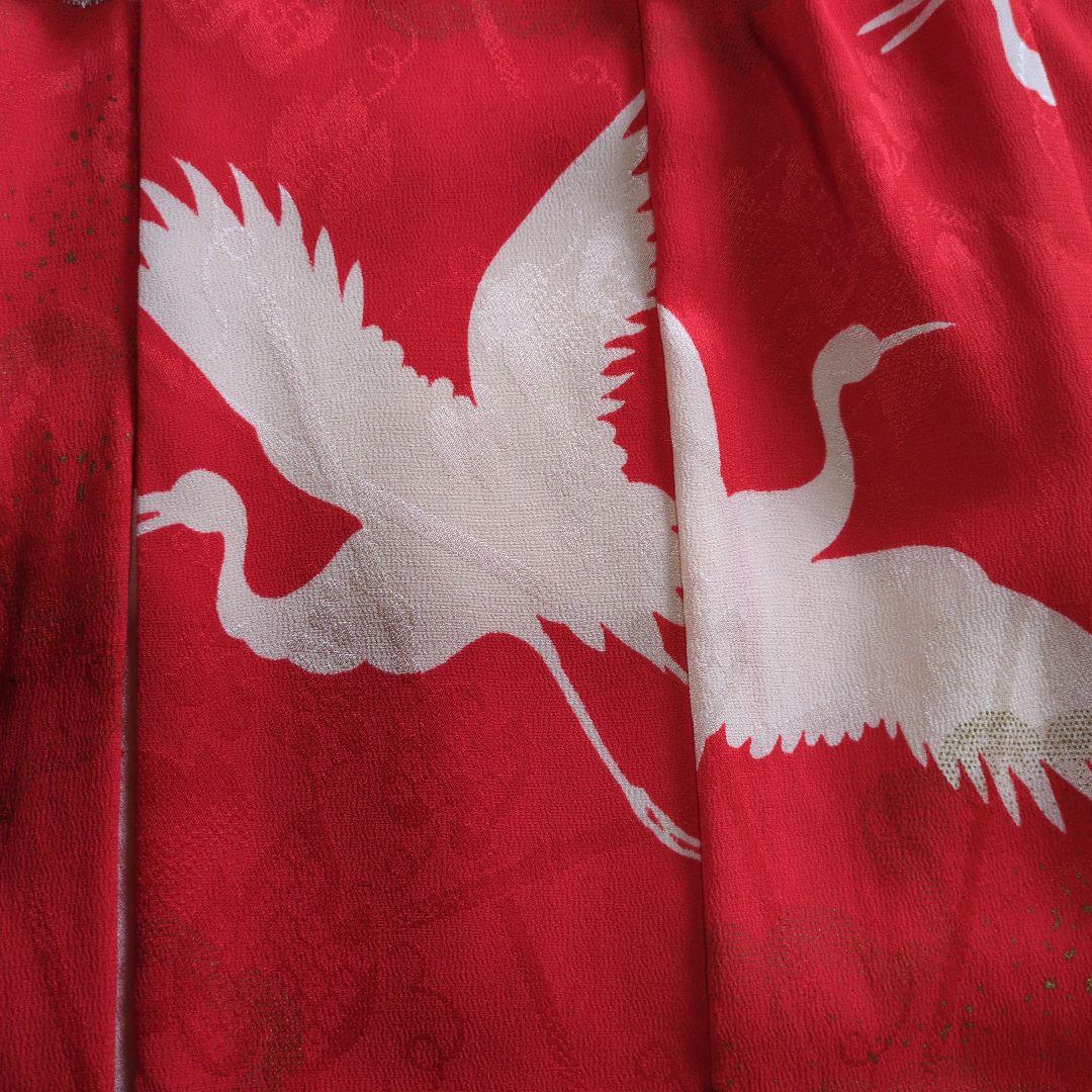 七五三３歳アンティーク着物と正絹鶴柄の被布(中綿無し）