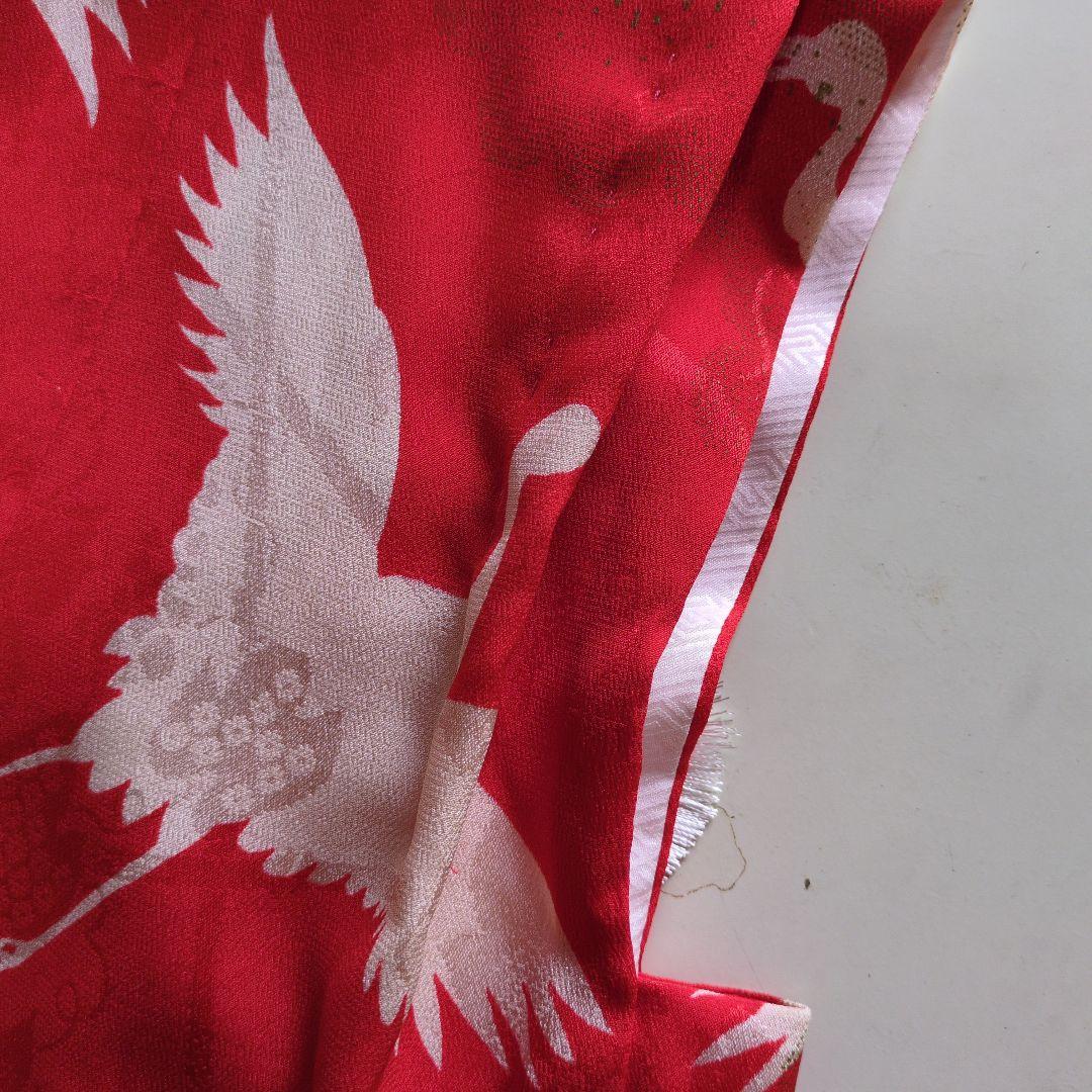 七五三３歳アンティーク着物と正絹鶴柄の被布(中綿無し）